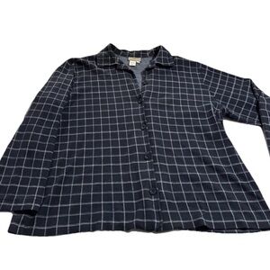Coldwater Creek Blue Plaid Button Up Knit Cotton Shirt Jacket XL